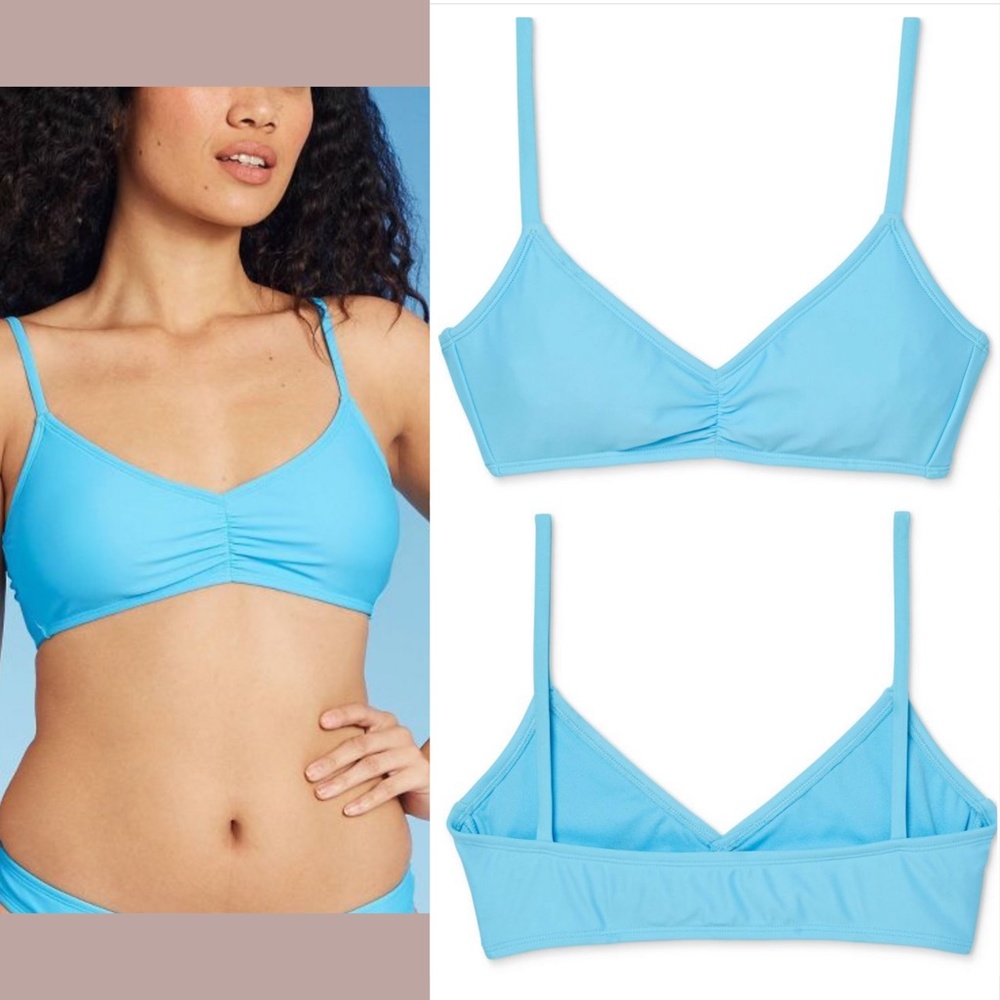 NWT Xhilaration [ Medium 4-6 ] Cinch-Front Bralette‎ Bikini Top in Blue